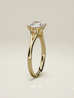 The Lazo, solitario con diamante redondo de laboratorio en oro amarillo 14K, de pie, vista frontal