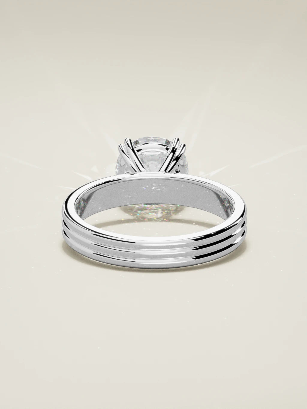 The Lira, solitario con diamante redondo de laboratorio en oro blanco 14K, vista trasera