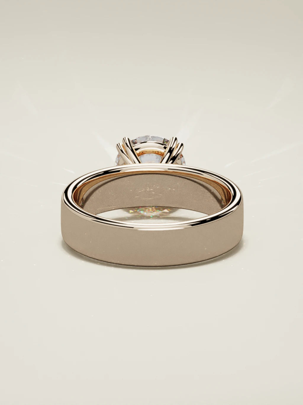 The Nova, solitario con diamante redondo de laboratorio en oro rosa 14K, vista trasera