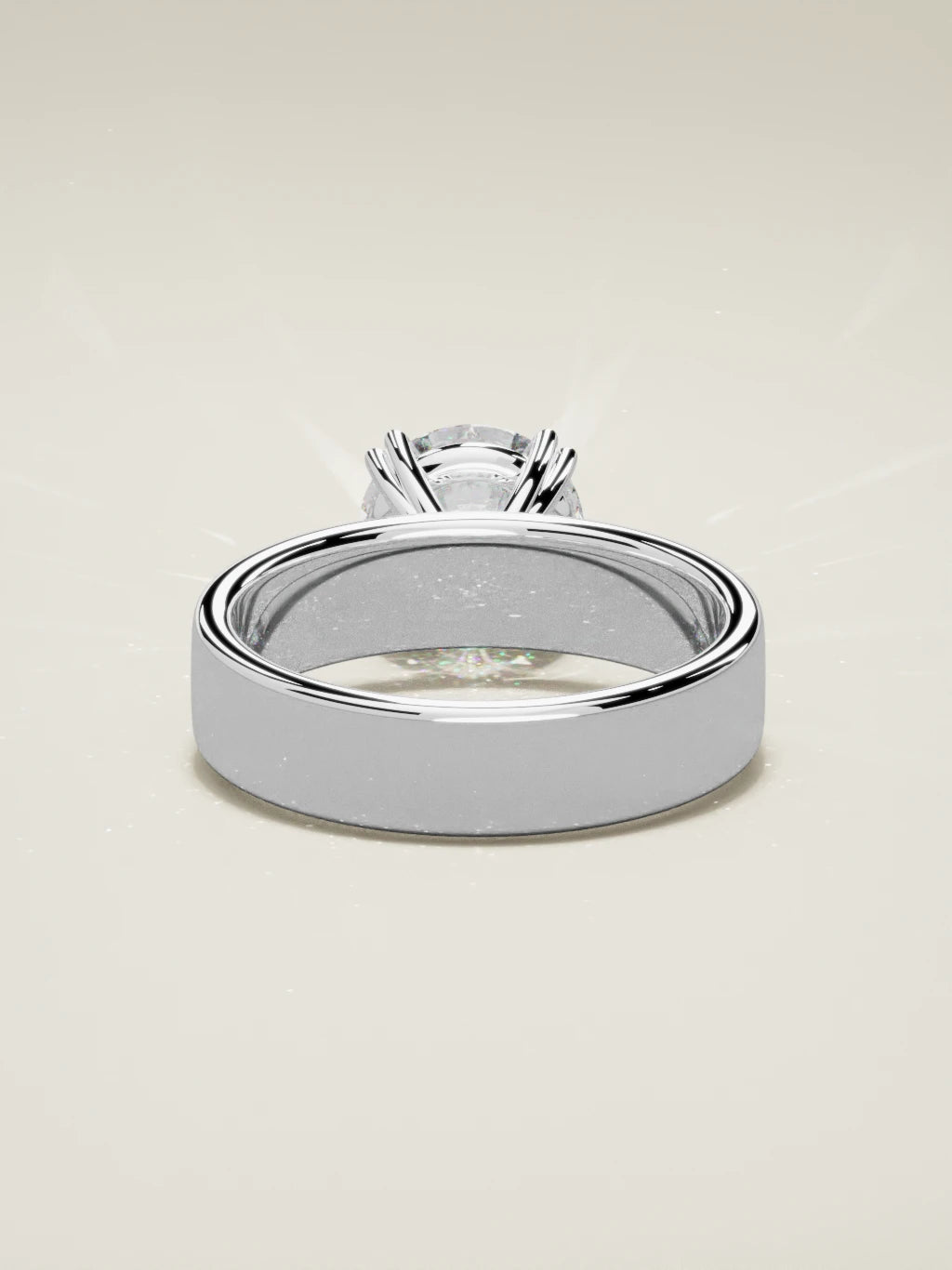 The Nova, solitario con diamante redondo de laboratorio en oro blanco 14K, vista trasera