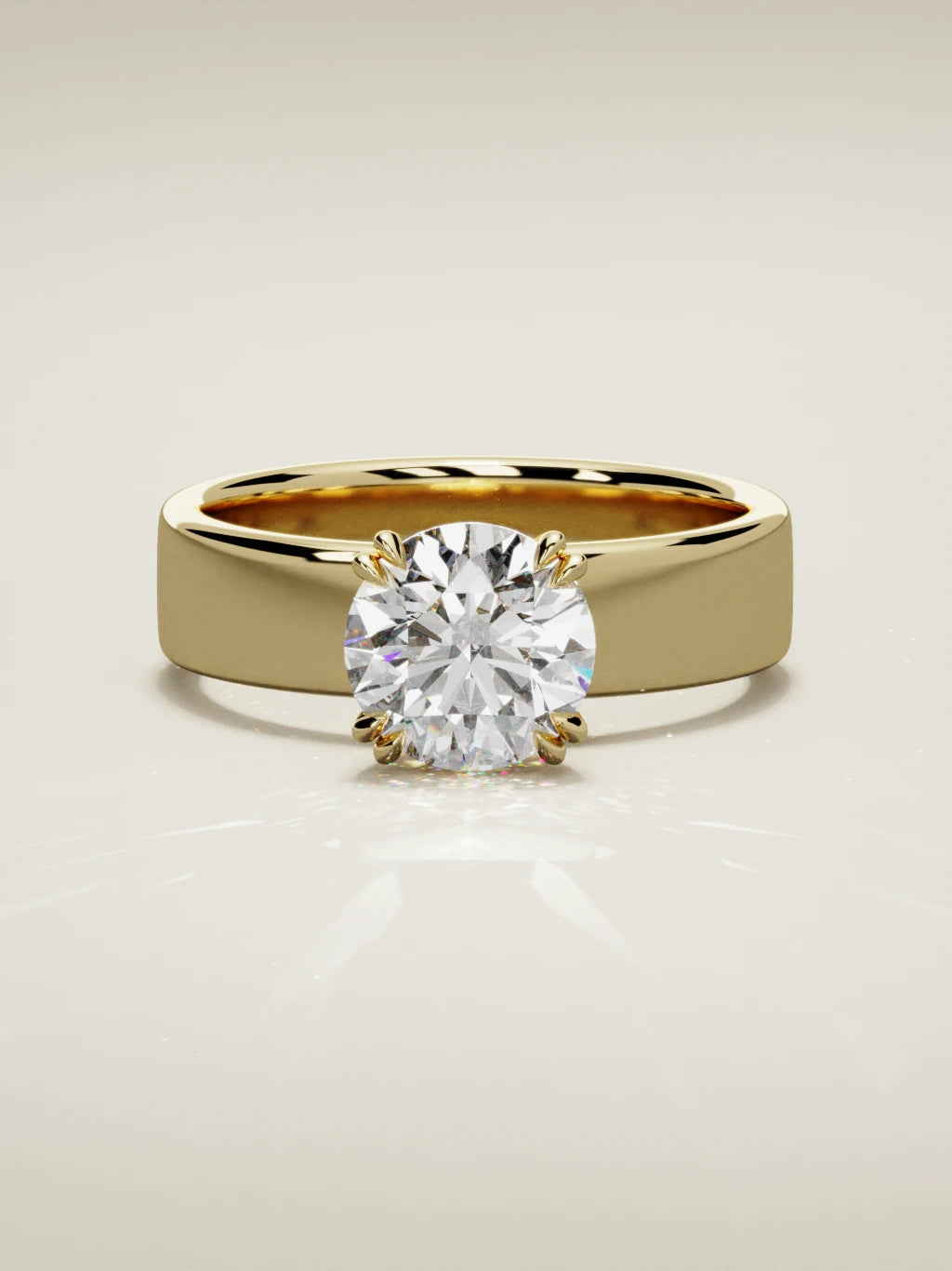 The Nova, solitario con diamante redondo de laboratorio en oro amarillo 14K, vista frontal
