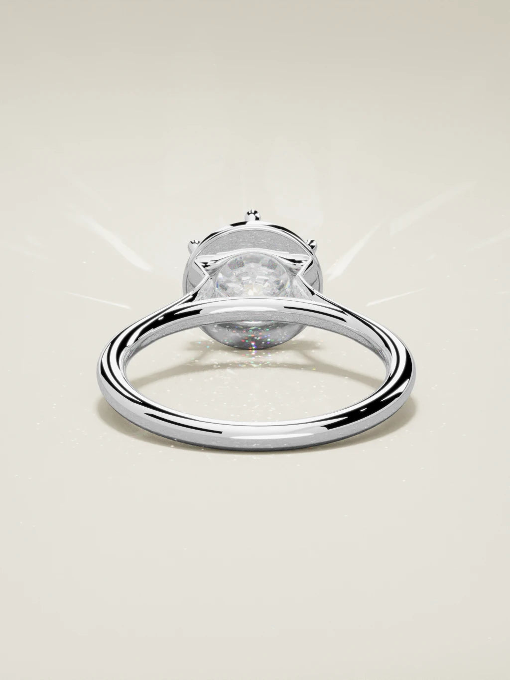 The Orbe, solitario con diamante redondo de laboratorio en oro blanco 14K, vista trasera
