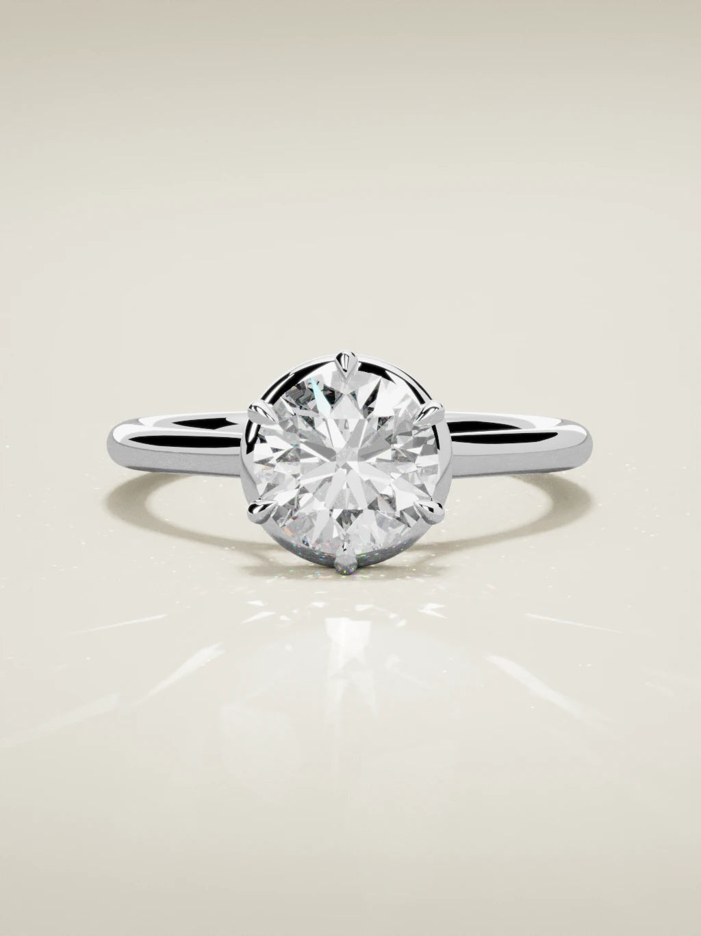 The Orbe, solitario con diamante redondo de laboratorio en oro blanco 14K, vista frontal