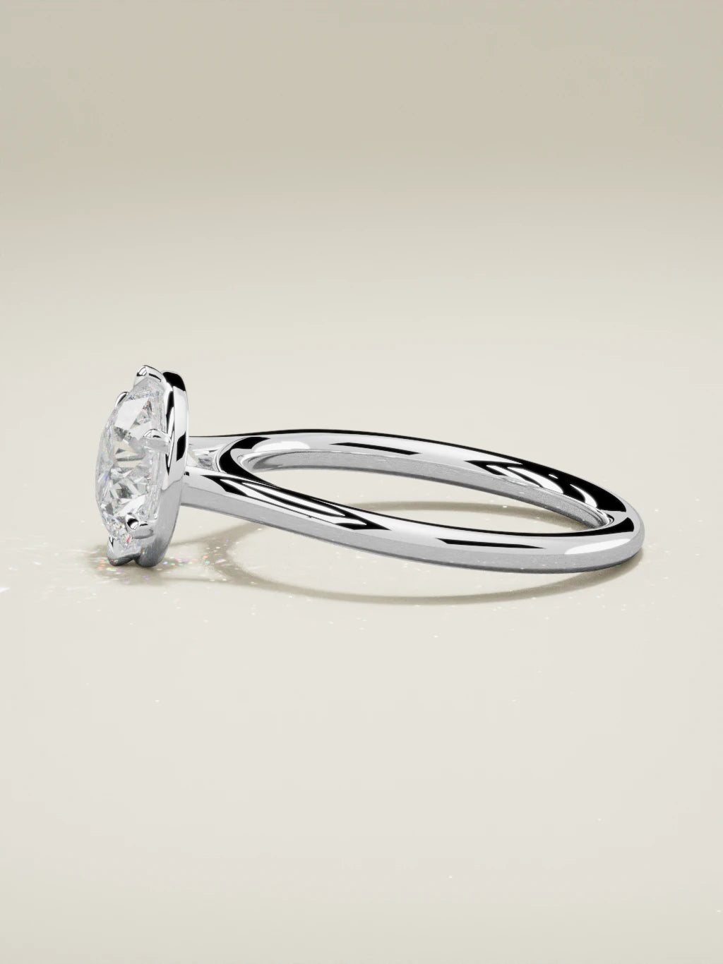 The Orbe, solitario con diamante redondo de laboratorio en oro blanco 14K, vista lateral