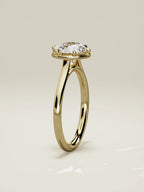 The Orbe, solitario con diamante redondo de laboratorio en oro amarillo 14K, de pie, vista frontal