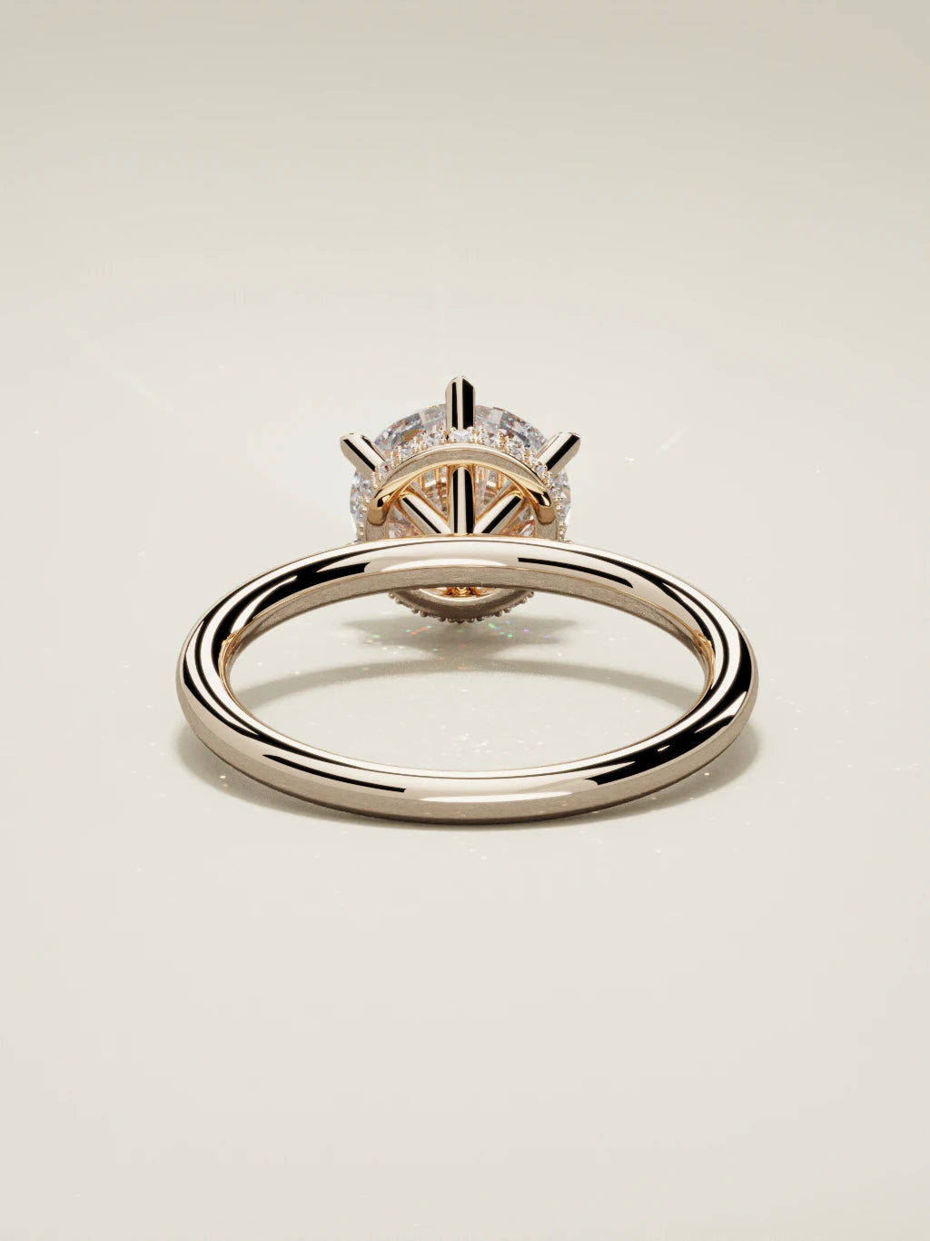 The Velo round lab-grown diamond solitaire in 14K rose gold, back view
