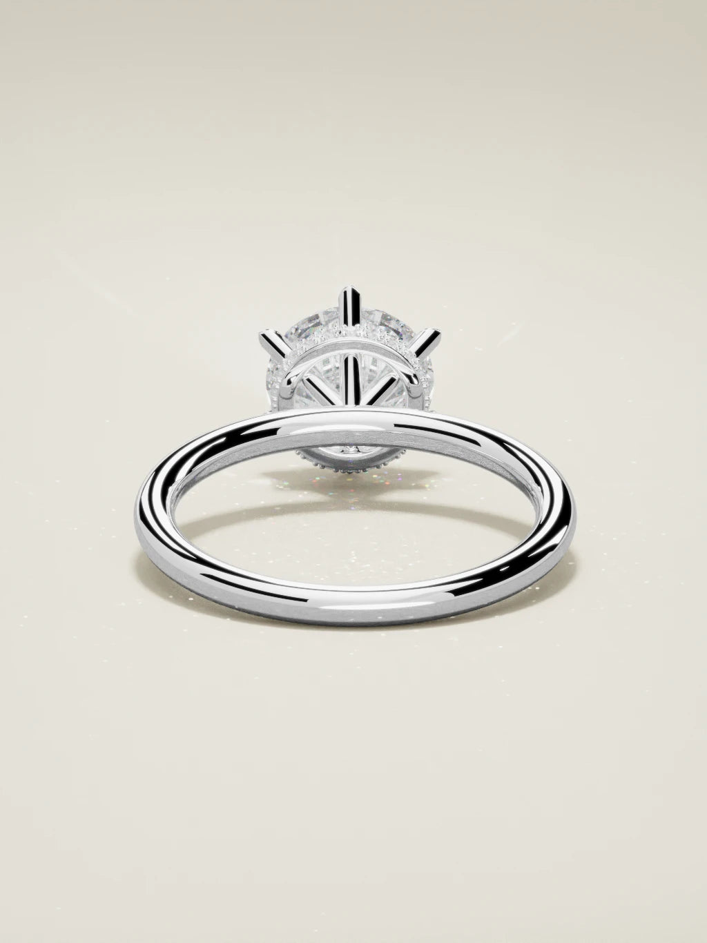 The Velo round lab-grown diamond solitaire in 14K white gold, back view