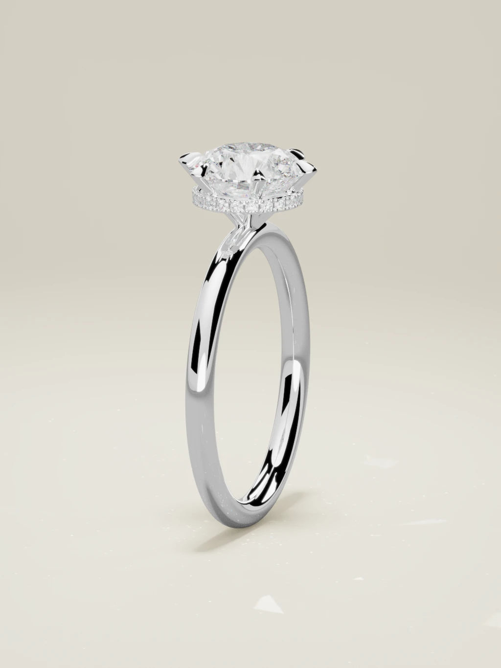 The Velo round lab-grown diamond solitaire in 14K white gold, standing front view