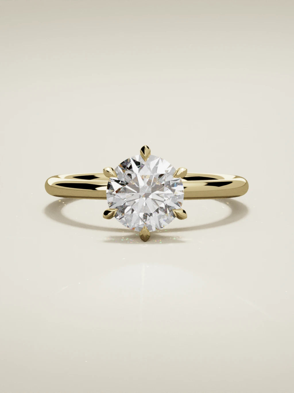 The Velo round lab-grown diamond solitaire in 14K yellow gold, front view