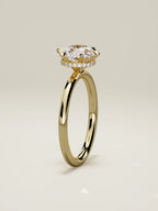 The Velo round lab-grown diamond solitaire in 14K yellow gold, standing front view
