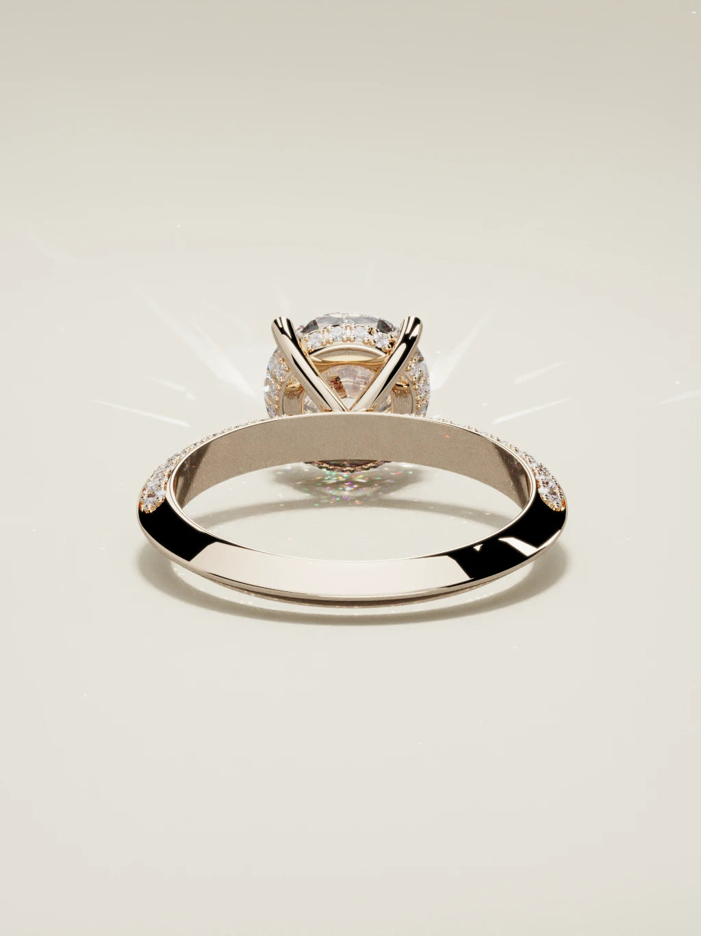 The Vera, solitario con diamante redondo de laboratorio en oro rosa 14K, vista trasera