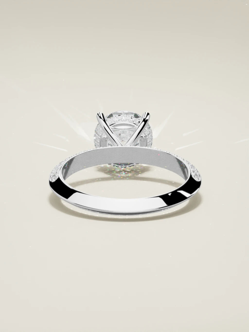 The Vera, solitario con diamante redondo de laboratorio en oro blanco 14K, vista trasera