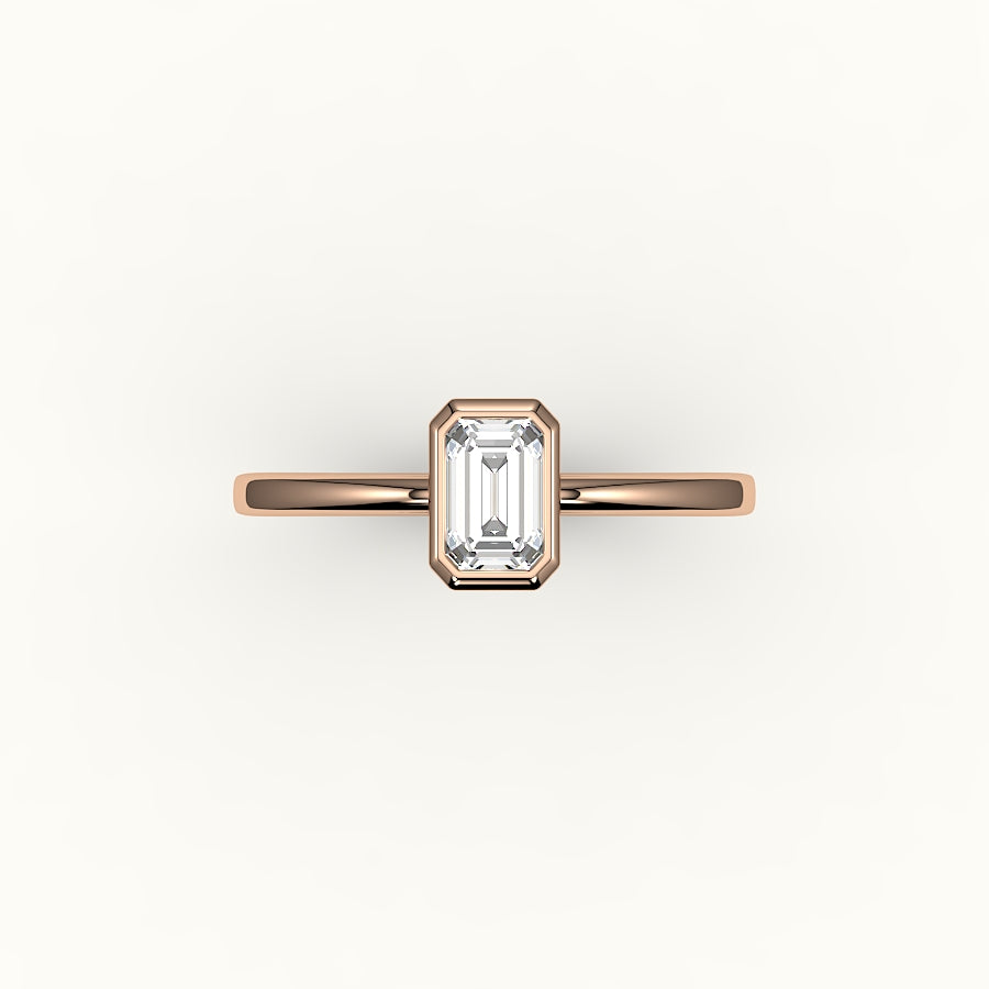Classic Emerald Cut Bezel Ring Setting