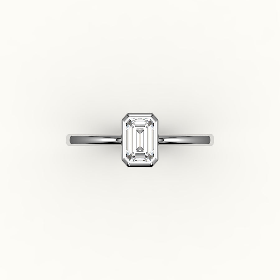 Classic Emerald Cut Bezel Ring Setting