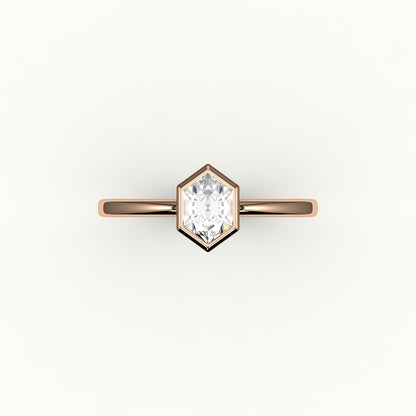 Classic Hexagon Cut Bezel Ring Setting