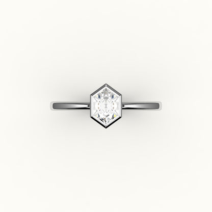 Classic Hexagon Cut Bezel Ring Setting