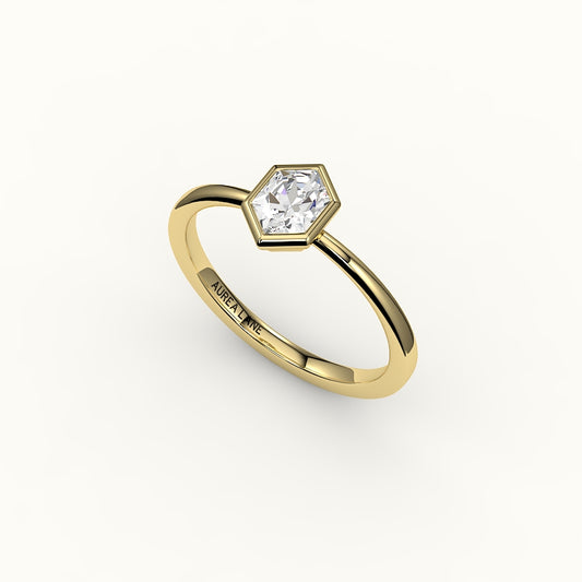 Classic Hexagon Cut Bezel Ring Setting
