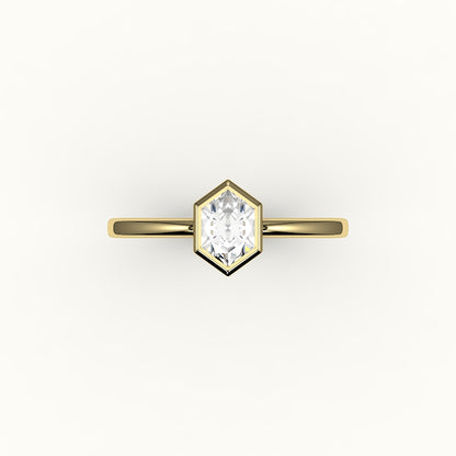 Classic Hexagon Cut Bezel Ring Setting