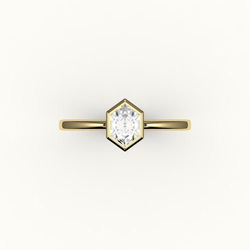 Classic Hexagon Cut Bezel Ring Setting