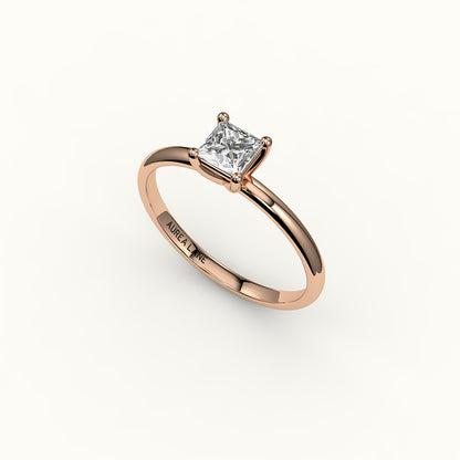 Princess Cut Solitaire Ring Setting with Support Rail
