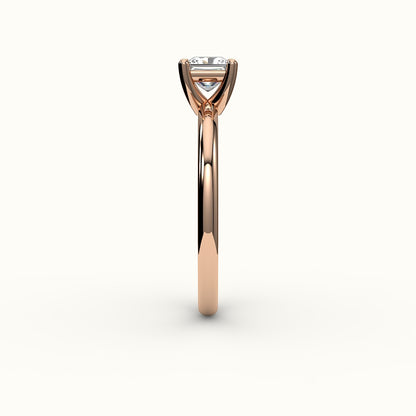 Princess Cut Solitaire Ring Setting with Support Rail
