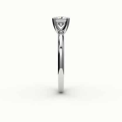 Princess Cut Solitaire Ring Setting with Support Rail