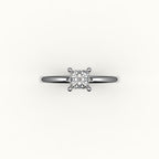 Princess Cut Solitaire Ring Setting with Support Rail