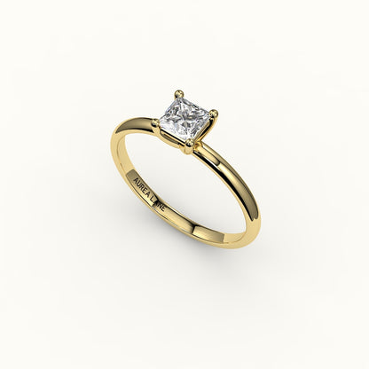 Princess Cut Solitaire Ring Setting with Support Rail