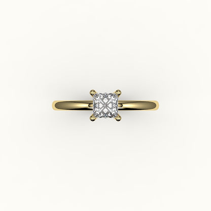 Princess Cut Solitaire Ring Setting with Support Rail