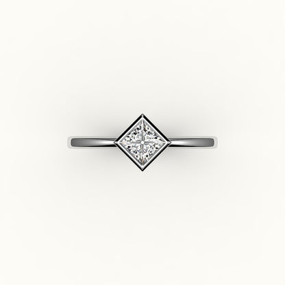 Compass Set Princess Cut Bezel Ring Setting