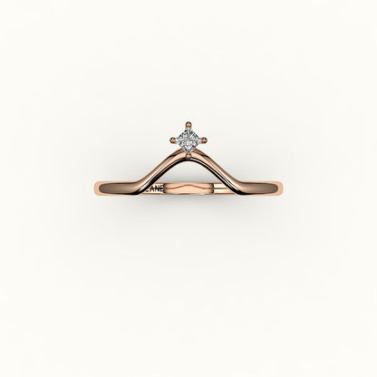 Compass Princess Cut V Diamond Curved Band