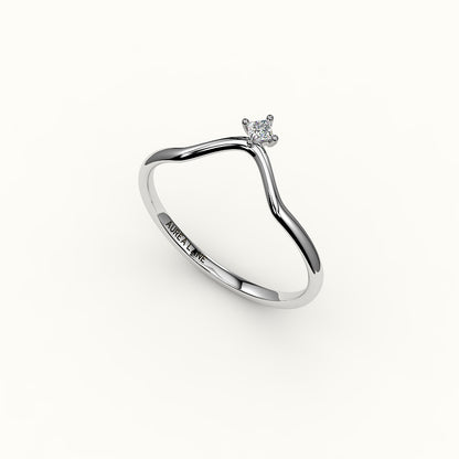 Compass Princess Cut V Diamond Curved Band