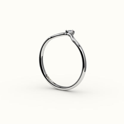 Compass Princess Cut V Diamond Curved Band