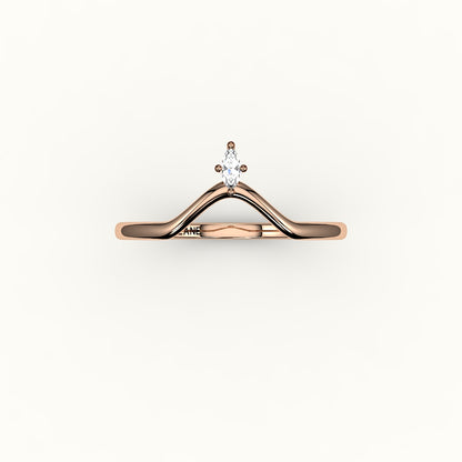 Marquise Cut V Diamond Curved Band