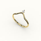 Marquise Cut V Diamond Curved Band