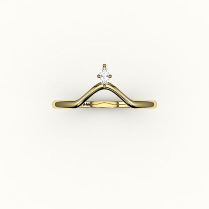 Marquise Cut V Diamond Curved Band