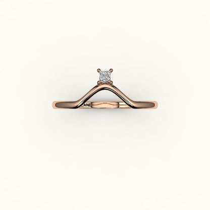 Princess Cut V Diamond Curved Band