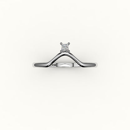 Princess Cut V Diamond Curved Band