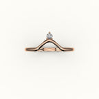 Round Cut V Diamond Curved Band