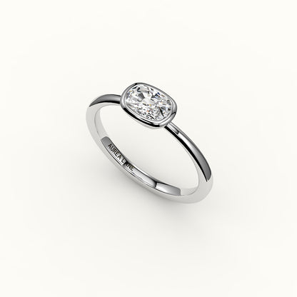East-West Elongated Cushion Bezel Ring Setting