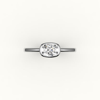 East-West Elongated Cushion Bezel Ring Setting