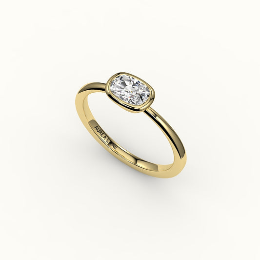 East-West Elongated Cushion Bezel Ring Setting