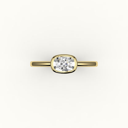 East-West Elongated Cushion Bezel Ring Setting