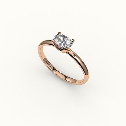 East-West Elongated Cushion Solitaire Ring Setting