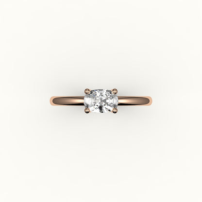 East-West Elongated Cushion Solitaire Ring Setting