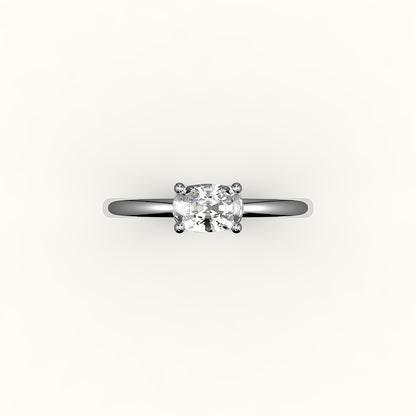 East-West Elongated Cushion Solitaire Ring Setting