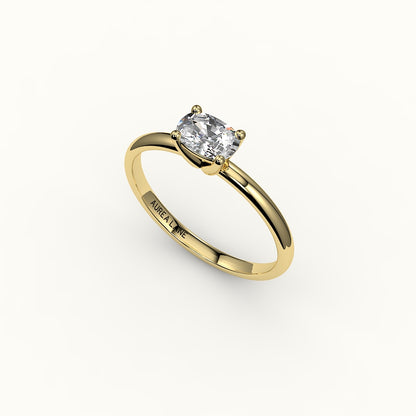 East-West Elongated Cushion Solitaire Ring Setting