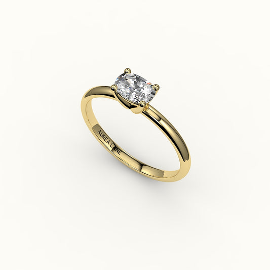 East-West Elongated Cushion Solitaire Ring Setting