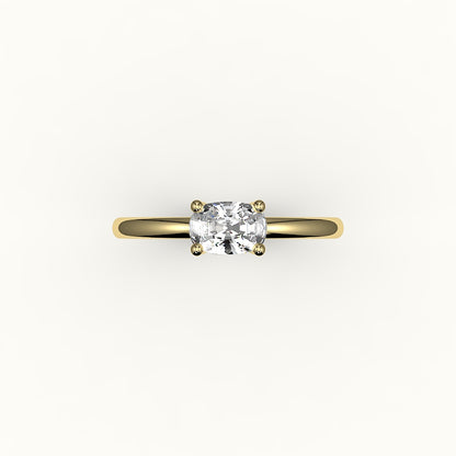 East-West Elongated Cushion Solitaire Ring Setting