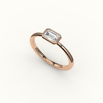 East-West Emerald Cut Bezel Ring Setting